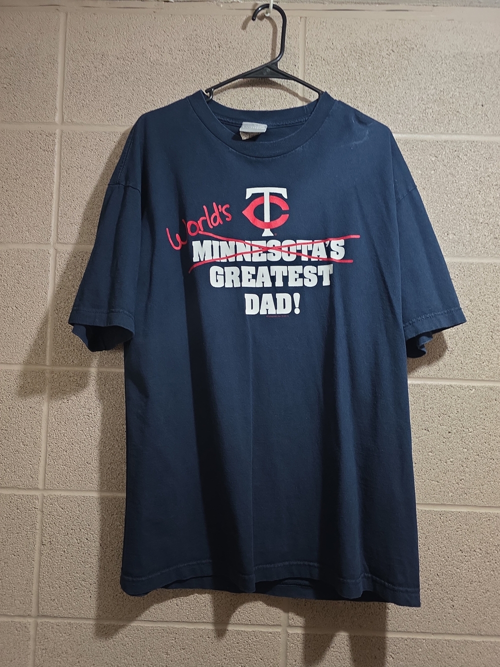 Vintage Minnesota Twins World’s Greatest Dad Navy Blue T-Shirt Men's XL MLB